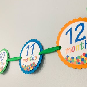 lets have a ball first birthday monthly photo banner featuring a ball pit