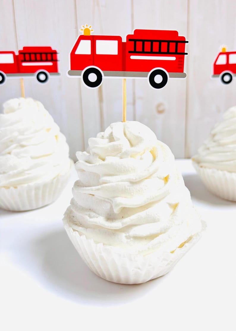 firetruck cupcake toppers