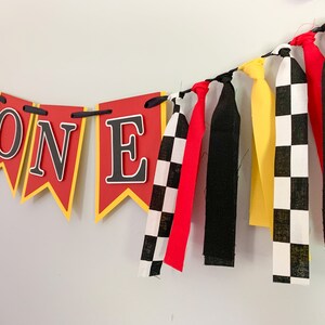 racing high chair first birthday banner