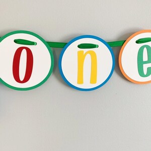 Let's have a ball, It's a ball to be one high chair banner featuring primary colors