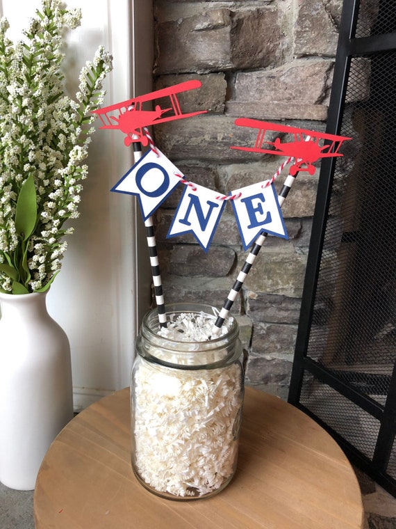 time flies first birthday cake topper, biplane birthday decorations, airplane birthday decorations, airplane cake topper Il_570xn