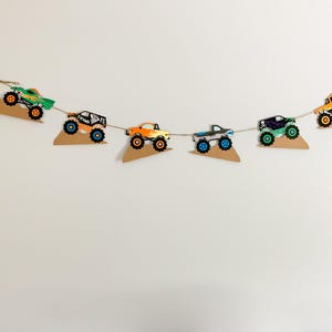 monster trucks banner for a  monster jam inspired birthday or bedroom decor