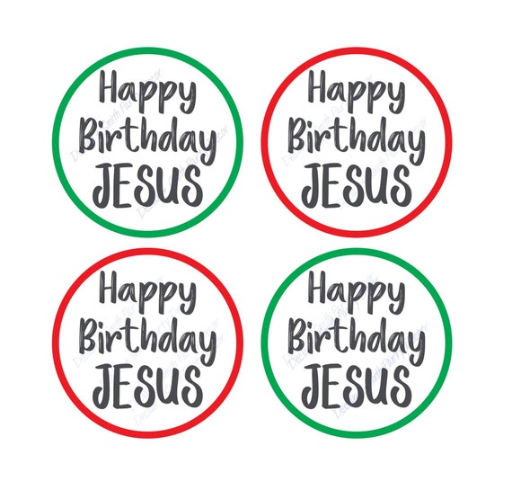 Happy Birthday Jesus Cupcake Toppers*Red and Green Happy Birthday Jesus cupcake toppers*Happy Birthday Jesus Party Decorations*Printable Il_570xn