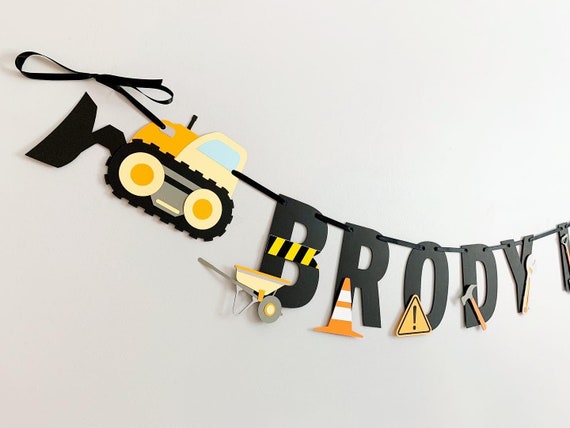 construction birthday party decorations, excavator, dump truck, cement mixer, construction vehicles, under construction, construction banner Il_570xn