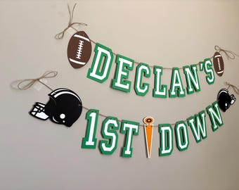 football 1st down banner, football first birthday party banner, football decorations, touchdown, 2nd down and 2, football helmet