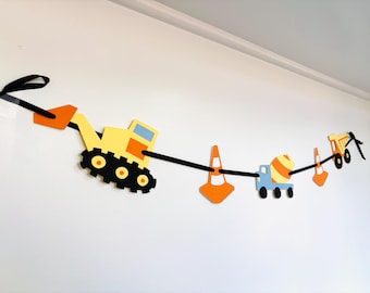 construction birthday party decorations, construction birthday banner, construction baby shower, dump truck excavator cement mixer