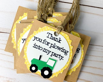 Tractor Birthday Favor Tags, Barnyard Party Decorations