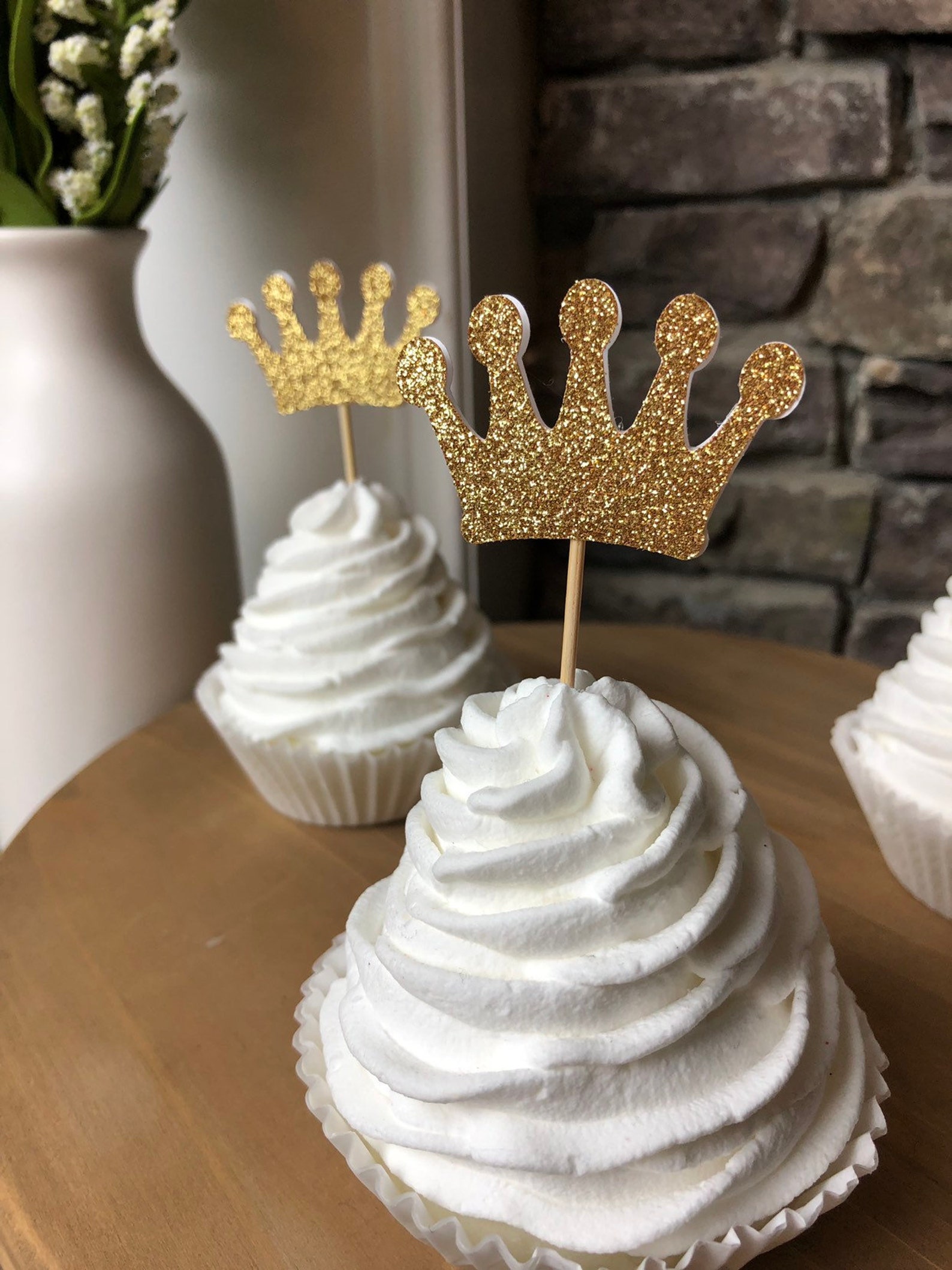 Gold Crown Cupcake Toppersgold Glitter Crownpink and Gold Etsy