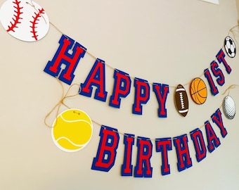 sports birthday decorations, all star sports,multi sport birthday,football baseball soccer basketball birthday decorations, volleyball, golf