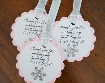 winter ONEderland party favor tags * pink and silver party favor tags * winter ONEderland birthday decorations * winter ONEderland