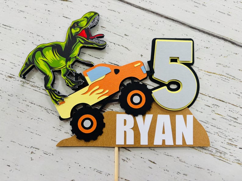El Toro Loco T-Rex Monster Truck cake topper