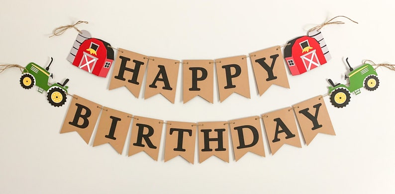 red tractor birthday decorations, red tractor barnyard birthday decorations, tractor barn birthday banner, old macdonald birthday decoration image 6