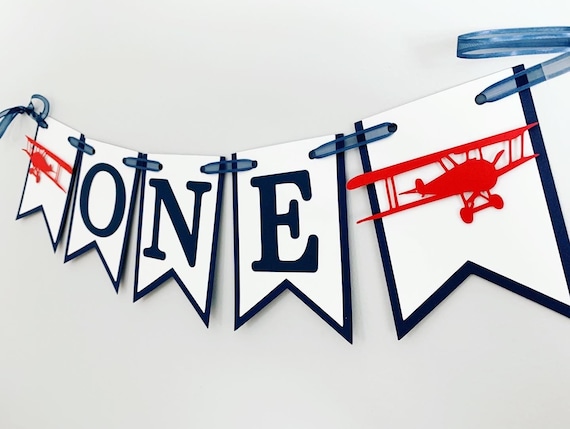 time flies first birthday decorations, time flies high chair banner, time flies cake smash banner, airplane first birthday, biplane Il_570xn
