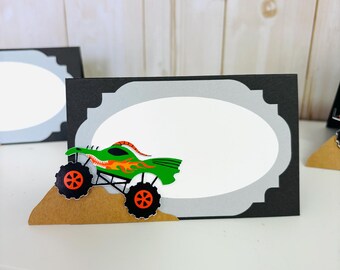 Monster Truck Birthday Decorations, Monster Trucks Food Tents, Monster Jam Birthday, Grave Digger, El Toro Loco, Megalodon, Personalized