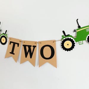 tractor age banner available in various colors to suit your party needs
