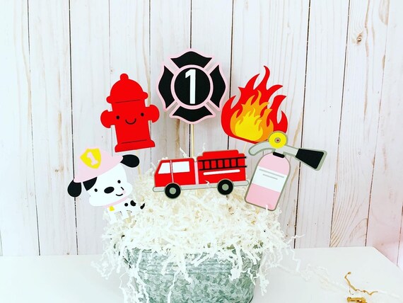 9 Pcs Firetruck Honeycomb Centerpieces - 3D Table Decor For Firefighter Birthday Party