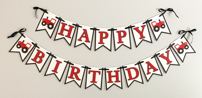 red tractor happy birthday banner