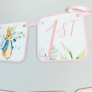 Pink Peter Rabbit Birthday Decorations, Girl Peter Rabbit Baby Shower Decorations, Peter Rabbit Birthday Banner, Easter Birthday, Baby Girl image 3