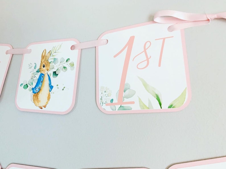 Pink Peter Rabbit Birthday Decorations, Girl Peter Rabbit Baby Shower Decorations, Peter Rabbit Birthday Banner, Easter Birthday, Baby Girl image 3