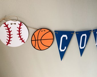 all star sports concessions banner, sports snack bar, sports baby shower decorations, football, soccer, basketball, hockey, volleyball