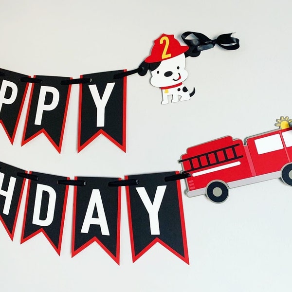 firetruck birthday party banner, emergency vehicle birthday, firetruck birthday decorations, fire fighter birthday decorations, fireman