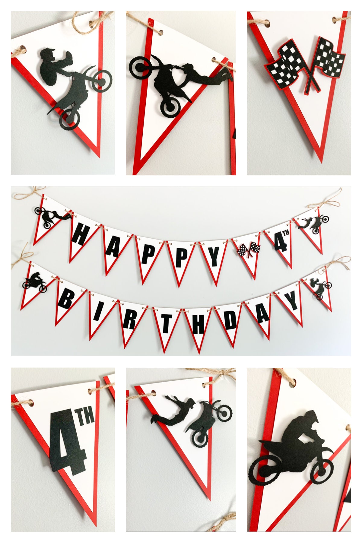 Bandiera Motocross 2x8 Piedi - Decorazione Parete Garage, Striscione Compleanno