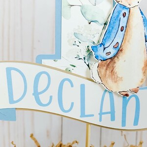 Personalized Peter Rabbit 1st Birthday Cake Topper, Baby Shower, Pink image 5