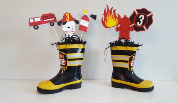 Firetruck Centerpieces Firetruck Party Firetruck Birthday Etsy