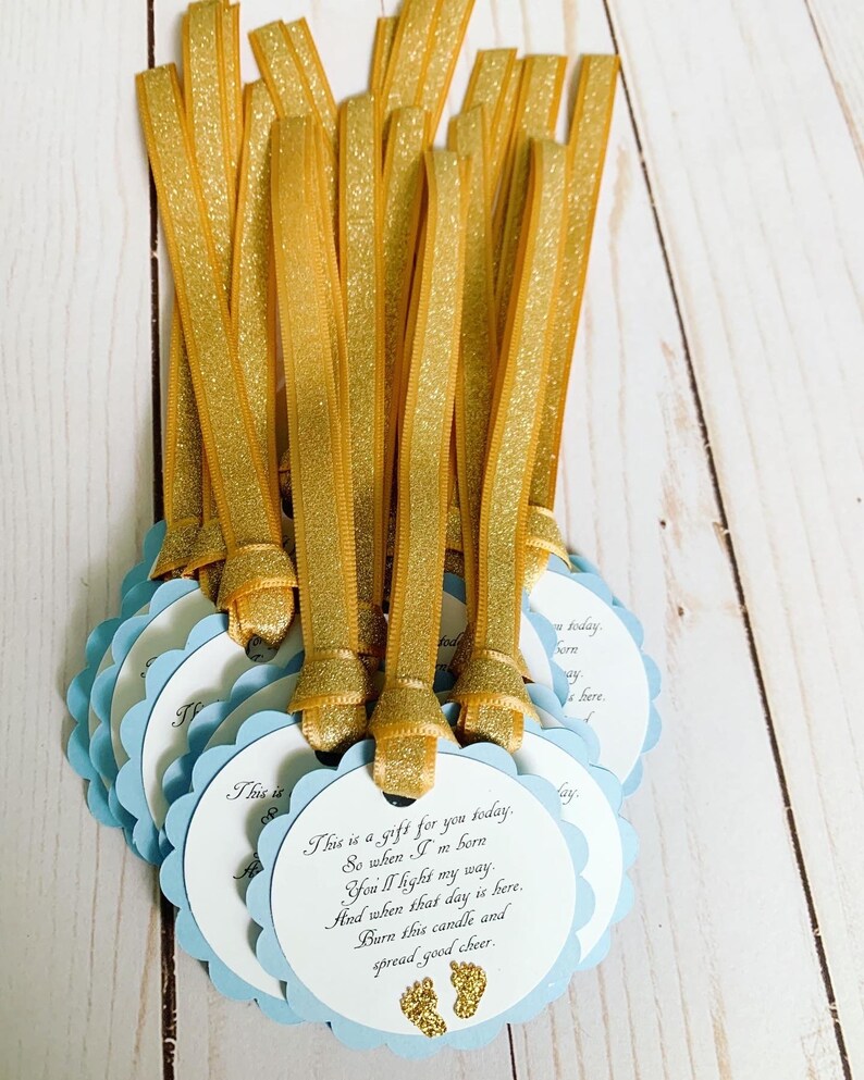 Blue and Gold Baby Shower Favor Tags Boy Baby Shower Party Etsy