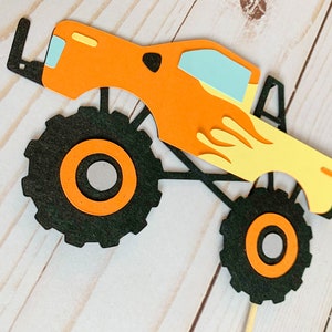 monster jam inspired truck cutouts that include grave digger, megladon, el toro loco, tornado and dragon