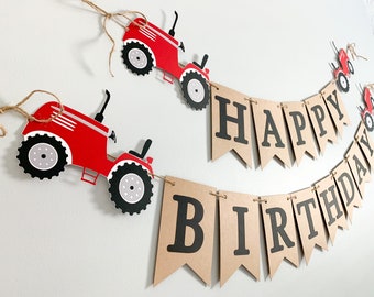 red tractor birthday*tractor birthday decorations*red tractor birthday banner*farm birthday*tractor barnyard birthday banner*tractor party