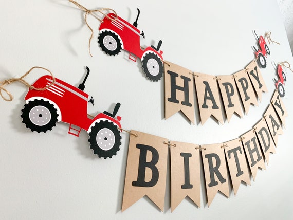 red tractor birthday*tractor birthday decorations*red tractor birthday banner*farm birthday*tractor barnyard birthday banner*tractor party Il_570xn