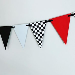 racing birthday decorations, race car birthday decor, formula 1 birthday decor, fast one banner, checkered flag pennant banner, two fast image 4