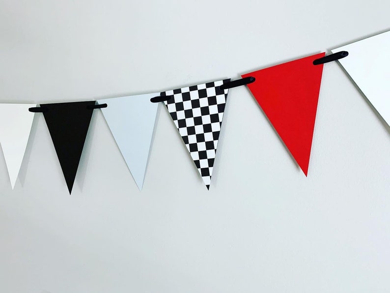 racing birthday decorations, race car birthday decor, formula 1 birthday decor, fast one banner, checkered flag pennant banner, two fast image 4