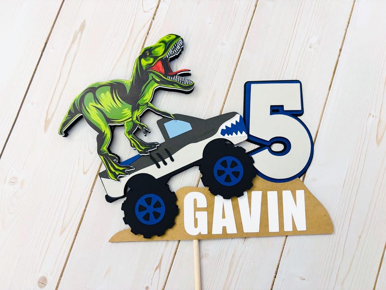 Megaladon T-Rex cake topper