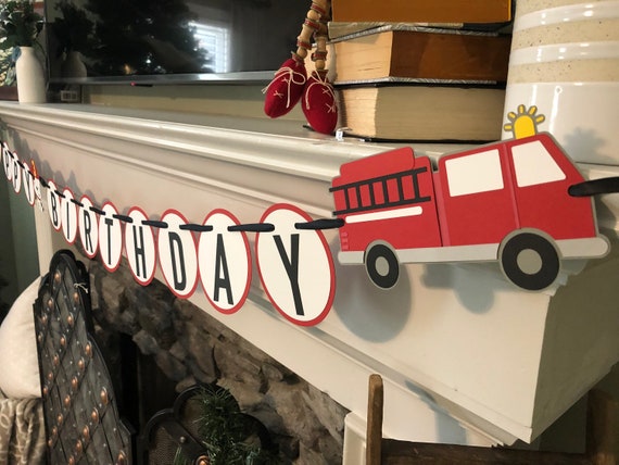 Firetruck Birthday Banner Firetruck Party Fire And Rescue Birthday