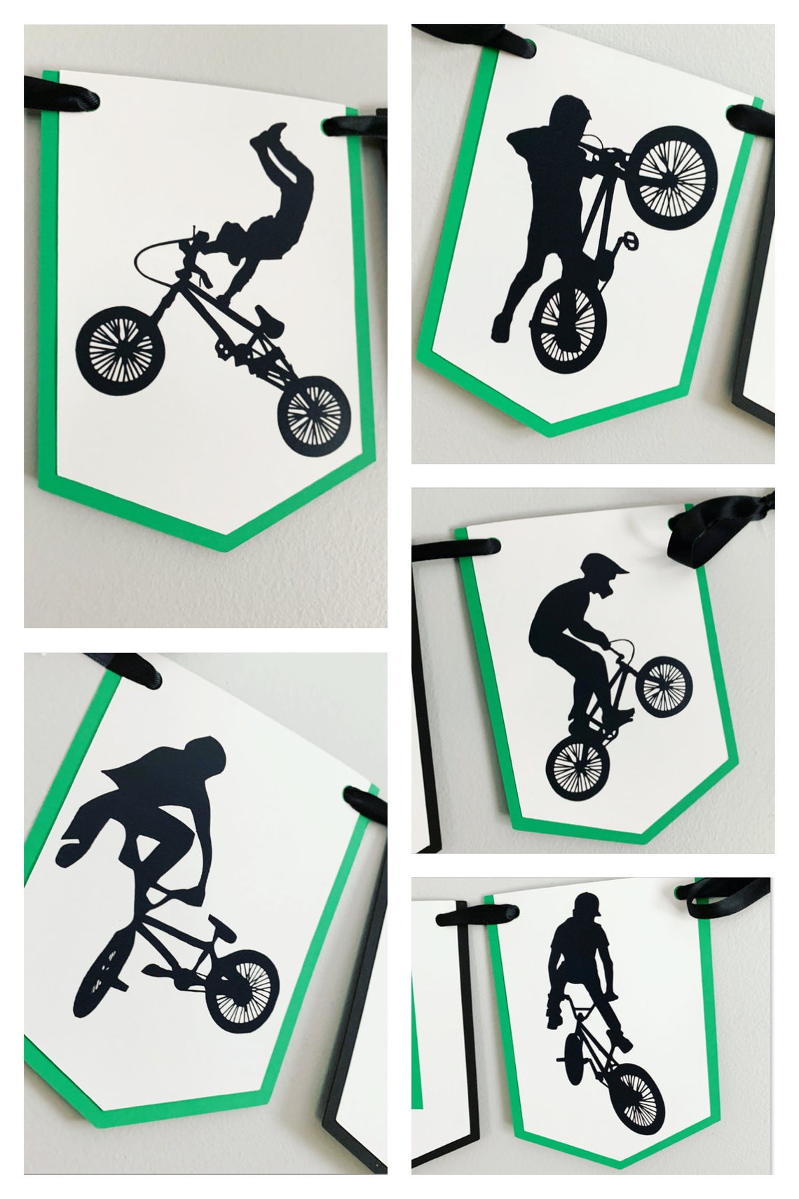 Bike Themed Birthday Party Decorations - Orange & Black BMX Bicycle Banner, Garland, Cake Topper & Balloons - View #12