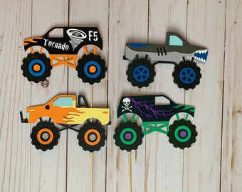 Monster Truck Birthday Decorations, Monster Jam Inspired Trucks, Grave Digger, Megladon, El Toro Loco, Dragon, Tornado, Monster Truck Rally