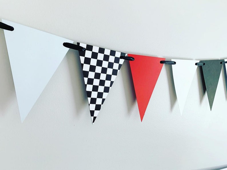 racing birthday decorations, race car birthday decor, formula 1 birthday decor, fast one banner, checkered flag pennant banner, two fast image 6