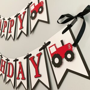 red tractor happy birthday banner