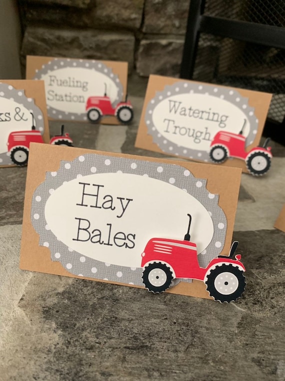 red tractor birthday*tractor birthday decorations*red tractor birthday food tents*farm birthday*tractor barnyard birthday*tractor party Il_570xn