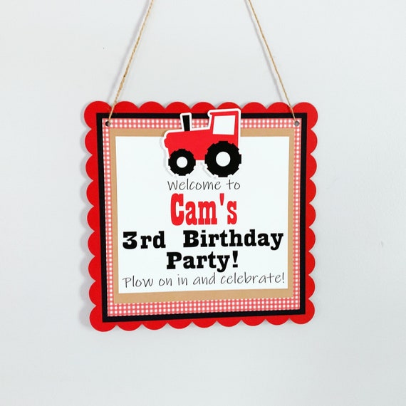 red tractor birthday party decorations, red tractor birthday party door sign. tractor birthday door sign, welcome sign, tractor decorations Il_570xn