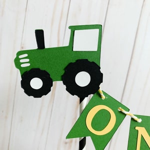 green tractor birthday decorations, barnyard birthday decorations, green tractor cake topper, old macdonald had a farm baby shower cake image 4