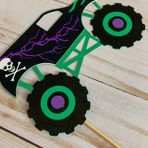 monster jam inspired truck cutouts that include grave digger, megladon, el toro loco, tornado and dragon