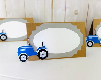 personalized tractor birthday decorations, tractor place cards, tractor baby shower, tractor tent card, food card, custom tractor supplies