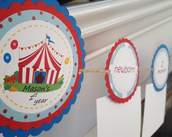 circus themed party, circus first birthday photo banner, carnival themed party, carnival first birthday photo banner