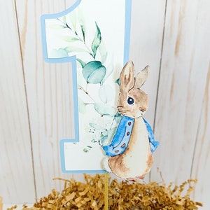 Personalized Peter Rabbit 1st Birthday Cake Topper, Baby Shower, Pink image 6