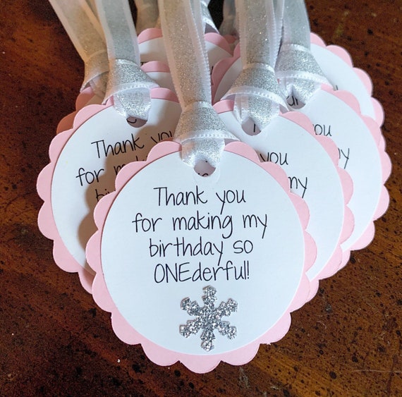 winter ONEderland decorations girl*pink and silver party favor tags*winter ONEderland birthday decorations*snowflake birthday decorations Il_570xn