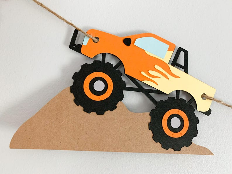 monster trucks banner for a  monster jam inspired birthday or bedroom decor