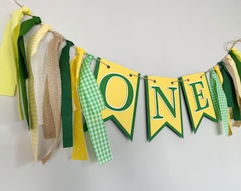 Tractor Birthday Banner, Green & Yellow, Custom Phrase